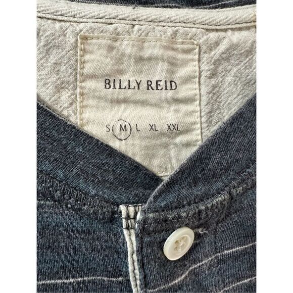 Billy Reid men’s short sleeve gray strip 1/4 button polo shirt size M #28-1798 - Picture 3 of 6